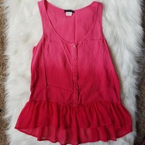 FIRE LA pink ombre peplum ruffle top size S